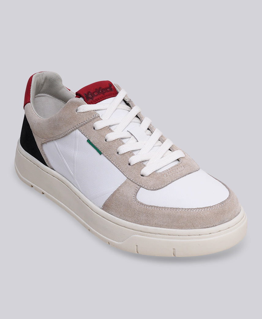 Kickers Kick Allow – Scarpe Da Ginnastica Unisex, Pelle Bianca E Bordeaux, Tela Interna, Suola In Elastomero, Taglia 39 EU