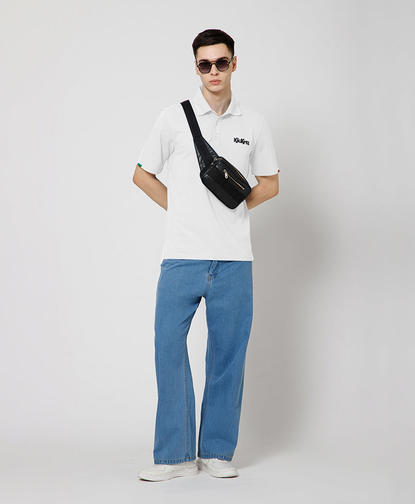 Kickers Men White Polo T-Shirt