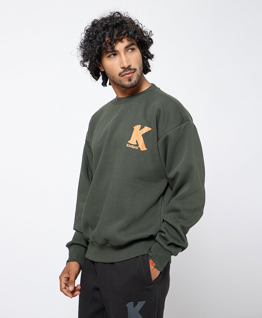 Kickers Men Olive  graphic printed Sweatshirt