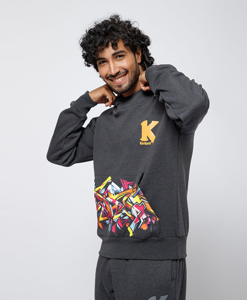 Kickers Men Dark Grey Hoddy Sweatshirt