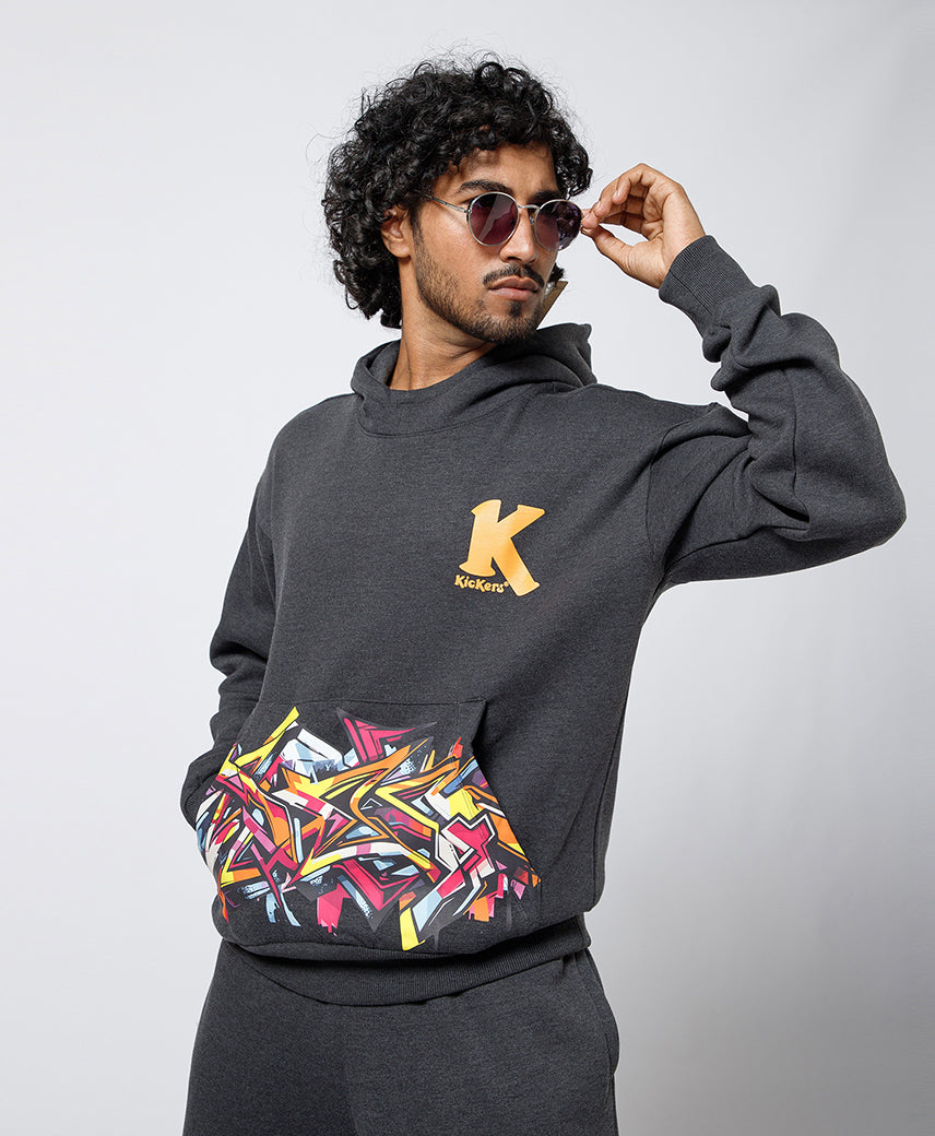 Kickers Men Dark Grey Hoddy Sweatshirt