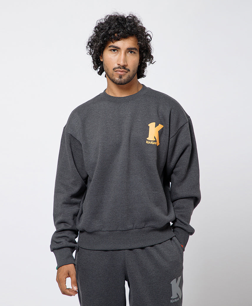 Kickers Men Dark Grey  graphic printed Sweatshirt