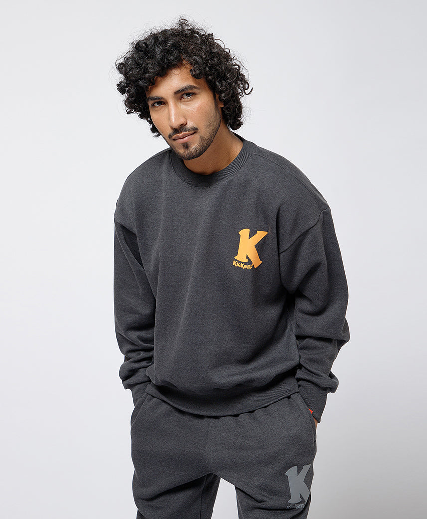 Kickers Men Dark Grey  graphic printed Sweatshirt