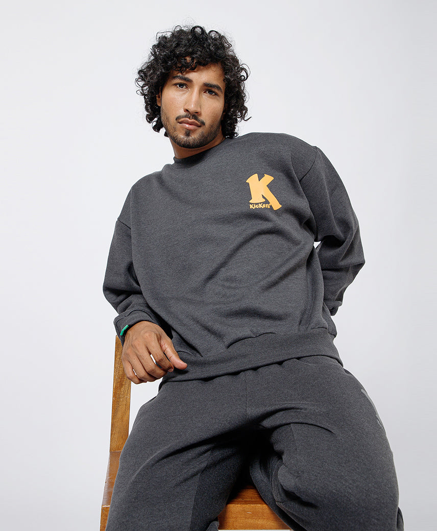 Kickers Men Dark Grey  graphic printed Sweatshirt