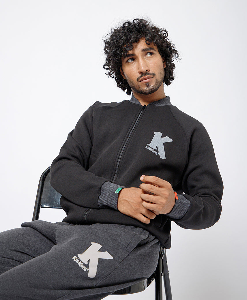 Kickers Men Balck Dark Grey Full Sleeve Sweatshirt