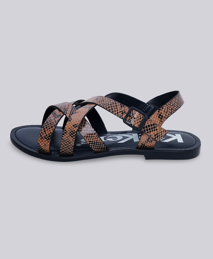 Kickers KICK Diana BEIGE-BLACK SNAKE Women Sandal