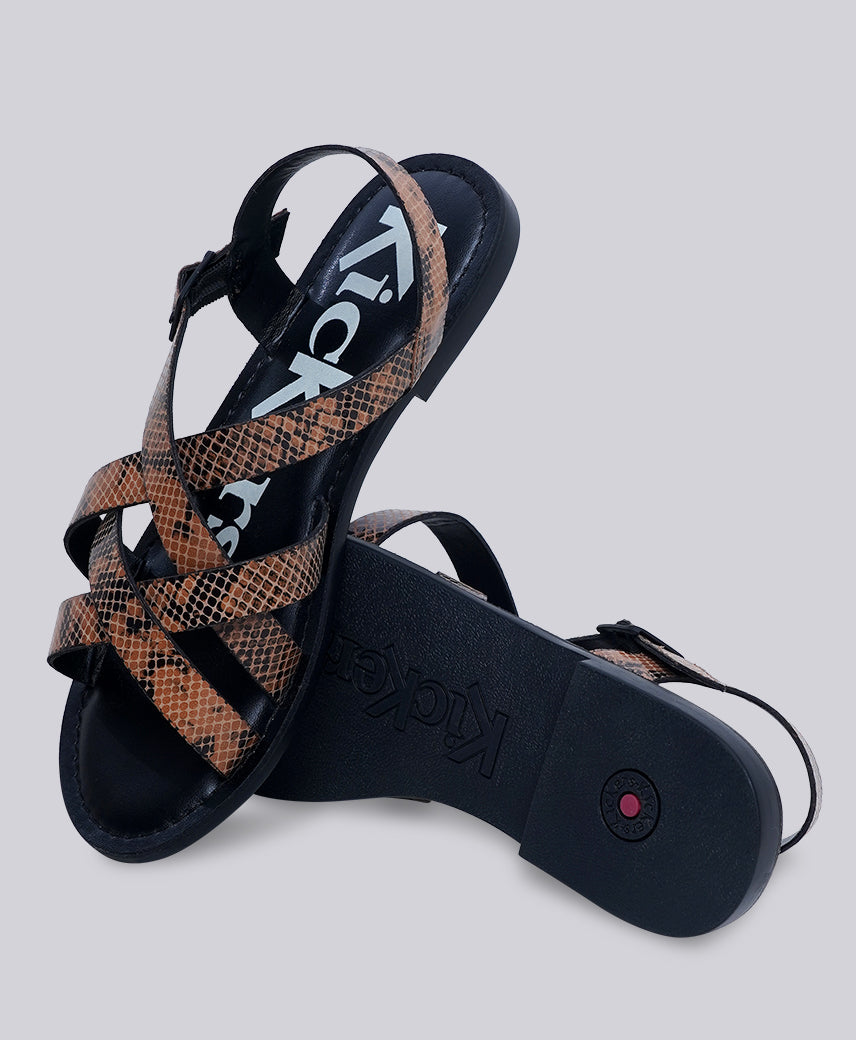 Kickers KICK Diana BEIGE-BLACK SNAKE Women Sandal