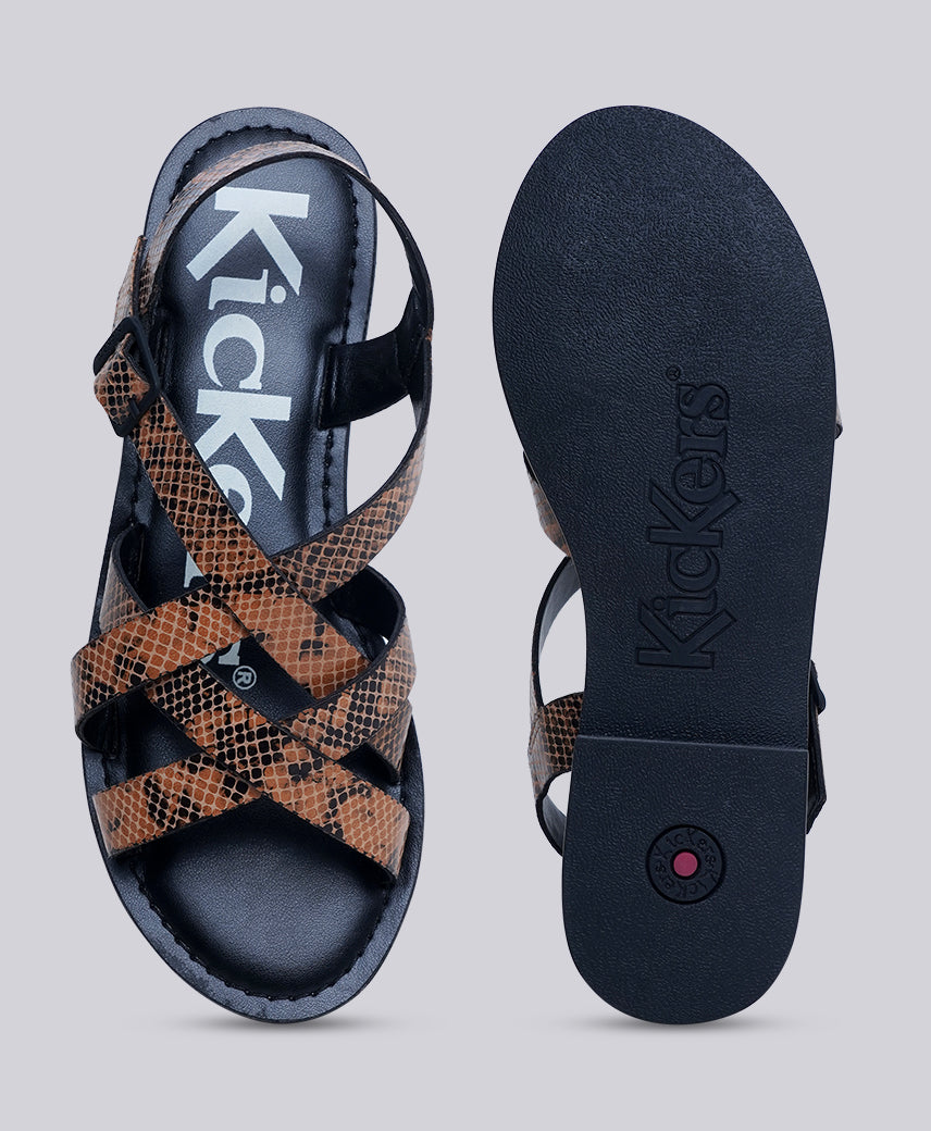 Kickers KICK Diana BEIGE-BLACK SNAKE Women Sandal